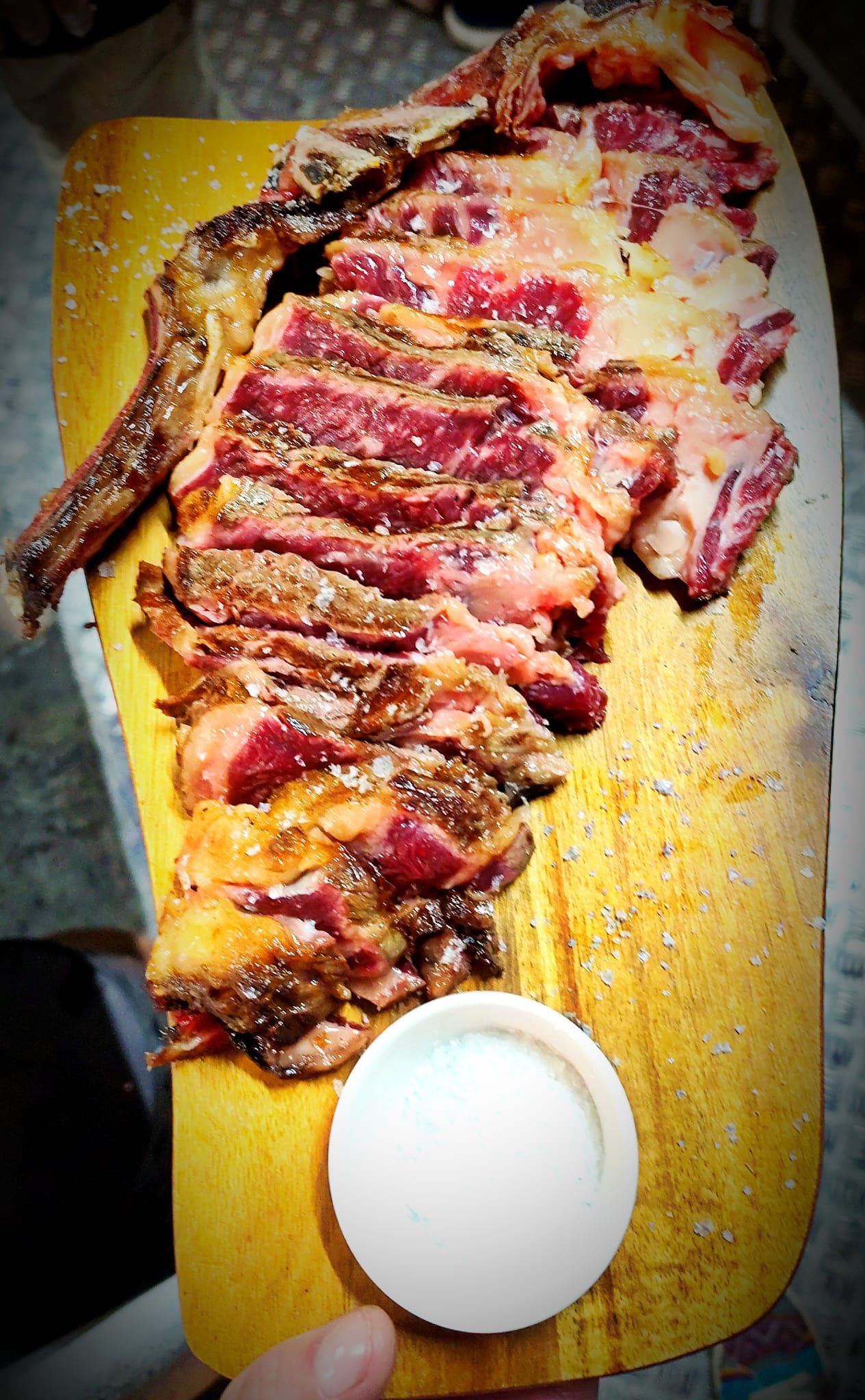 Sliced fire-roasted steak ready to serve